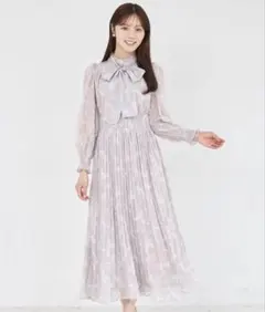 tocco closet 2wayリボンプリントシャーリングプリーツワンピース