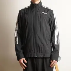 adidas ナイロンジャケット フルジップ 長袖 黒 ブラック /HZ27