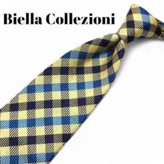 美品 Biella Collezioni ネクタイ ベージュ系 チェック D-4
