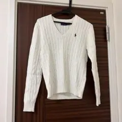 ポロラルフローレン　Vネックケーブルニット　Mサイズ