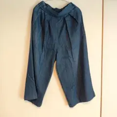 ガウチョパンツ　ワイドパンツ　デニムブルー　Mサイズのサムネイル