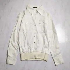 SHAKE SHAKE シャツジャケット M相当 ホワイト 長袖 ストレッチのサムネイル