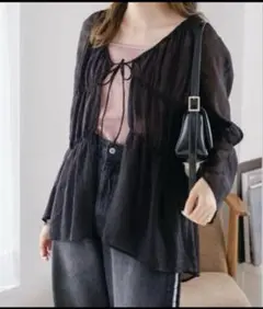 Kastane シャーリングシアーブラウス ブラック