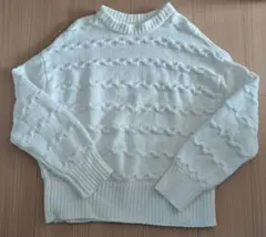 ホワイト ニットセーター 長袖