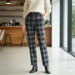 ​【美品】マカフィー トゥモローランド チェック ウールパンツ 38 日本製