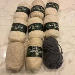 Wool Land 毛糸 アイボリー グレー 9個セット