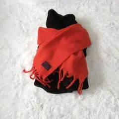 Cepo オレンジレッド ウール シャギーマフラー フリンジ付き　差し色