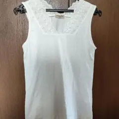 Samansa Mos2 ホワイト レースタンクトップ