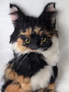 羊毛フェルト 長毛猫 置物 壁飾り