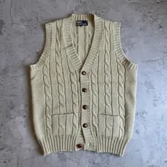 POLO RALPH LAUREN ケーブルニット ベスト 刺繍ロゴ M ウール