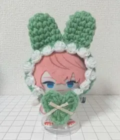 にじぱぺっと 10cmぬい うさみみボンネット&ハートスタイセット グリーン