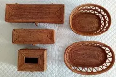 【美品】インドネシア バリ島 工芸品 アタ細工 ５点セット