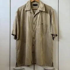 総柄オープンカラー最高級シルク BARACUTAバラクータアロハシャツLベージュのサムネイル