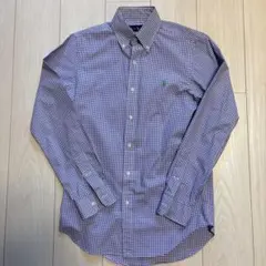 Ralph Lauren 長袖ボタンダウンシャツ XS 紫と白のギンガムチェック
