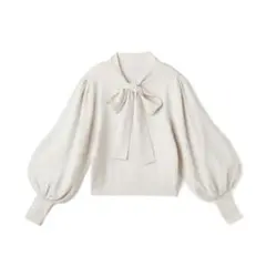 ボウタイ付きニットトップス[rut588]