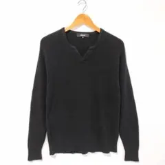 コムサイズム オーバーサイズ 片畦ニット y2k プルオーバー キーネック 黒