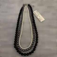 タグ付き新品 パール風 3連ネックレス ☘オシャレなデザイン☘ 3色