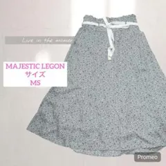 【マジェスティックレゴン】小花柄フレアロングスカート/くすみグリーン系/MS