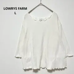 ローリーズファーム　LOWRYS FARM リブ五分袖メローフリルカットソー　L