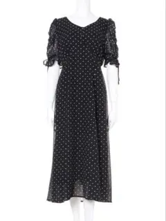 イング INGNI ドット柄 Vネック パワーショルダー ワンピース