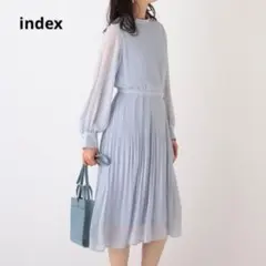 index ワンピース プリーツ ベルト フレア 結婚式 パーティードレス 水色