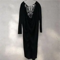 大きめサイズ　xhilaration 背中レース ドレープワンピース XXL 黒