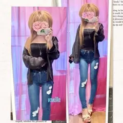 ブラック シアーシャツ 羽織り 秋 新品