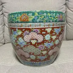 古伊万里　手火鉢　手描き　色絵／金彩　花唐草(^^) 古伊万里 手火鉢 手描き 色絵／金彩 花唐草(^^)鉢カバー等 - メルカリ