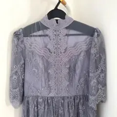 パーティードレス 結婚式 ワンピース ドレス レース Sサイズ ブルーグレー