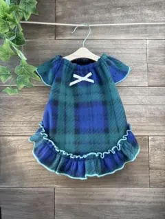 フリース 犬服 ワンピース ハンドメイド グリーン