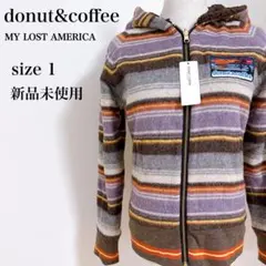 DONUT&COFFEE ボーダー柄 ウール混 ジップアップパーカー 新品タグ付