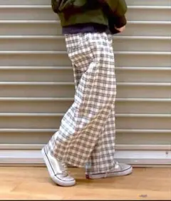 チェック柄パンツ レディース