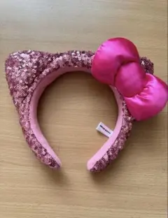 猫耳リボン付きスパンコールカチューシャ