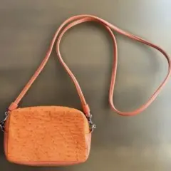オーストリッチ　オレンジ　GENUINE OSTRICH バッグ　2way