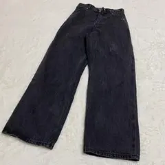 Discoat ディスコート ハイウエスト ワイド デニム ブラック Lサイズ