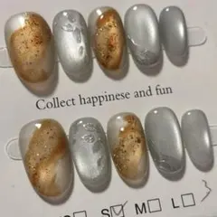 Sサイズ ゴールドシルバー 水色系 マグネットネイルチップ