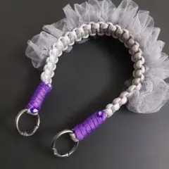ハンドストラップ　パラコード　グレー×パープル