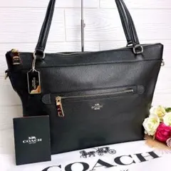極美品☆COACHコーチ トートバッグ レザー ブラック A4収納 ビジネス