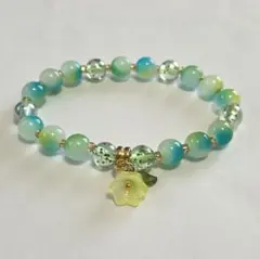 ハンドメイド ブレスレット 花チャーム付き