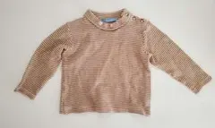 familiar ベージュ・ブラウンストライプ 長袖Tシャツ90センチ