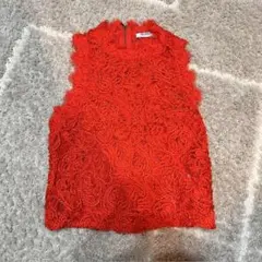 ZARA　Trafaluc レース　タンクトップ　赤　レッド　夏　フェス　ライブのサムネイル