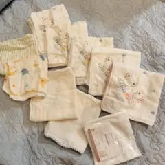 ガーゼハンカチ 10枚セット クマとウサギ