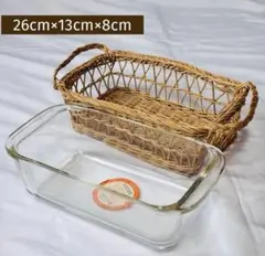 美品 岩城硝子 パイレックス 耐熱ガラス 深焼き皿 角皿 キャセロール パン型