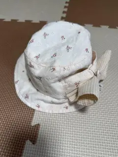 アカチャンホンポ　ベビー帽子 52cm 花柄 日よけ付き