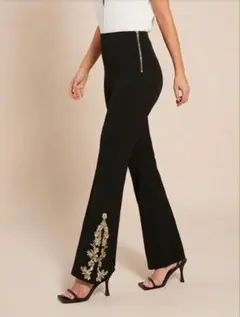 SHEIN レディース パンツ ブラック 刺繍入り ステージ衣装 ダンス衣装