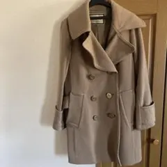 ウール ベージュ ピーコート ゴールドボタン