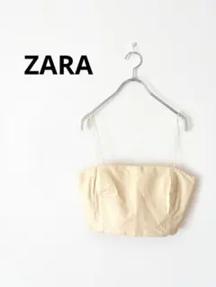 ZARA ザラ　フェイクレザー ビスチェ キャミソール ベージュ クロップド丈