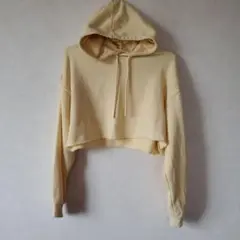H&M DIVIDED クロップド丈 パーカー イエロー Sのサムネイル