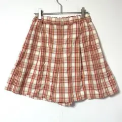 UNIQLO キッズ160 チェック柄キュロット ベージュ ウエストゴム Y