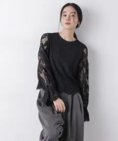 【美品】レーススカラップブラウス